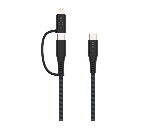 FIXED Pleciony Kabel USB-C/USB-C + Adapter Lightning 3m PD 60W - 1342385 - zdjęcie